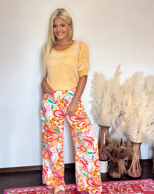 Floral Wide Leg Pants