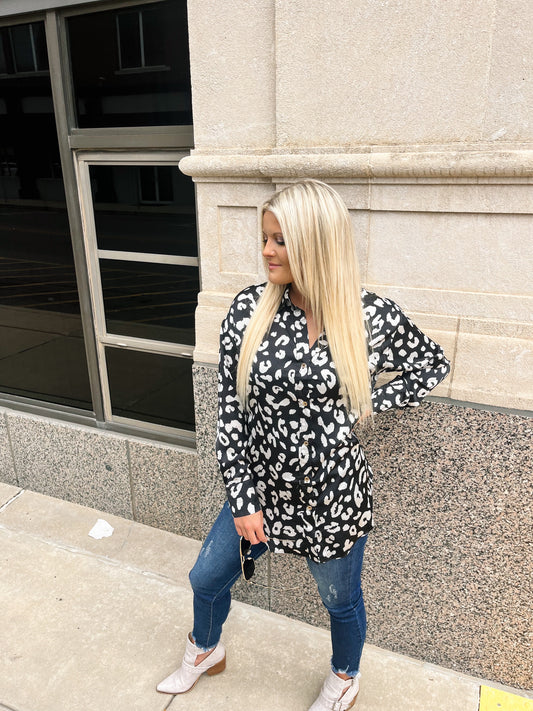 Black Leopard Print Tunic