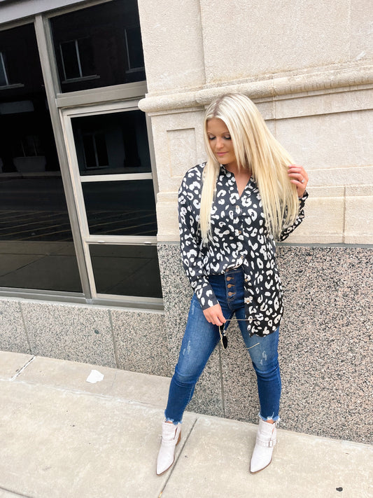 Black Leopard Print Tunic